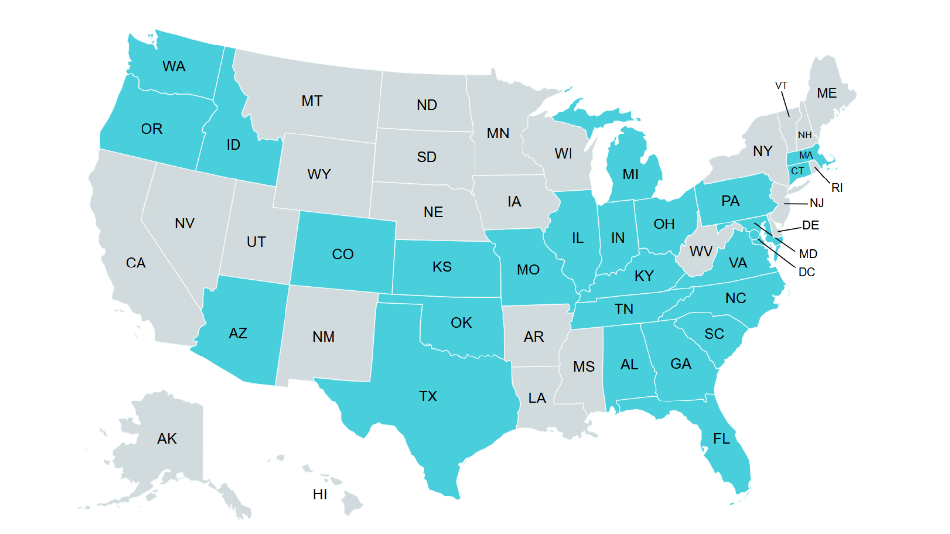 Map of states Respect Processing is licensed to do business in